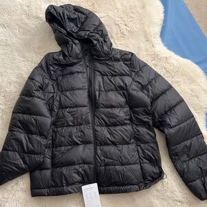 Athleta Aire Black Quilted Puffer Jacket with Hood